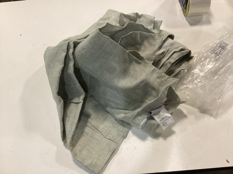 Condition photo showing As Is for european linen true blackout curtain, 48x84 light green sage (1 panel only)