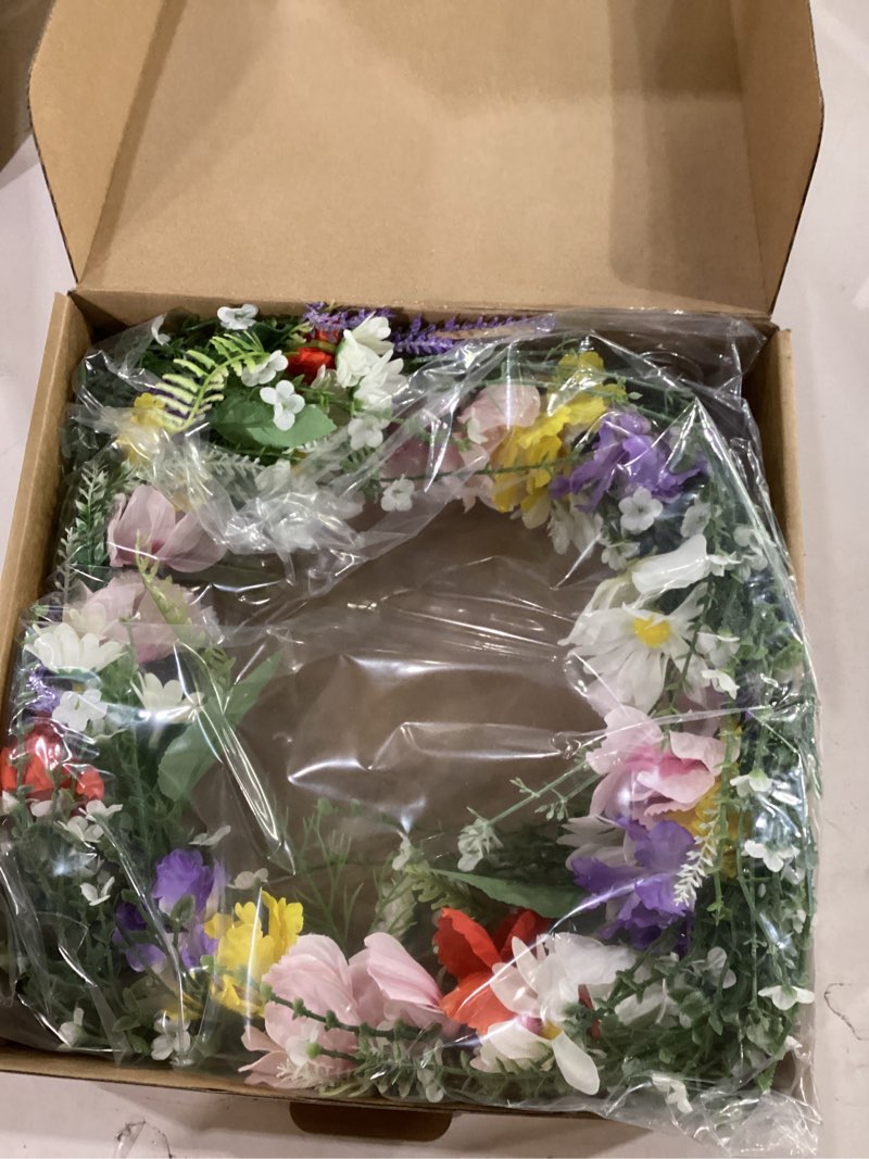 Condition photo showing New/Like New for 20 inch spring wreaths for front door decor,hang on indoor walls, windows.decorations for home, porch, farmhouse multicolor