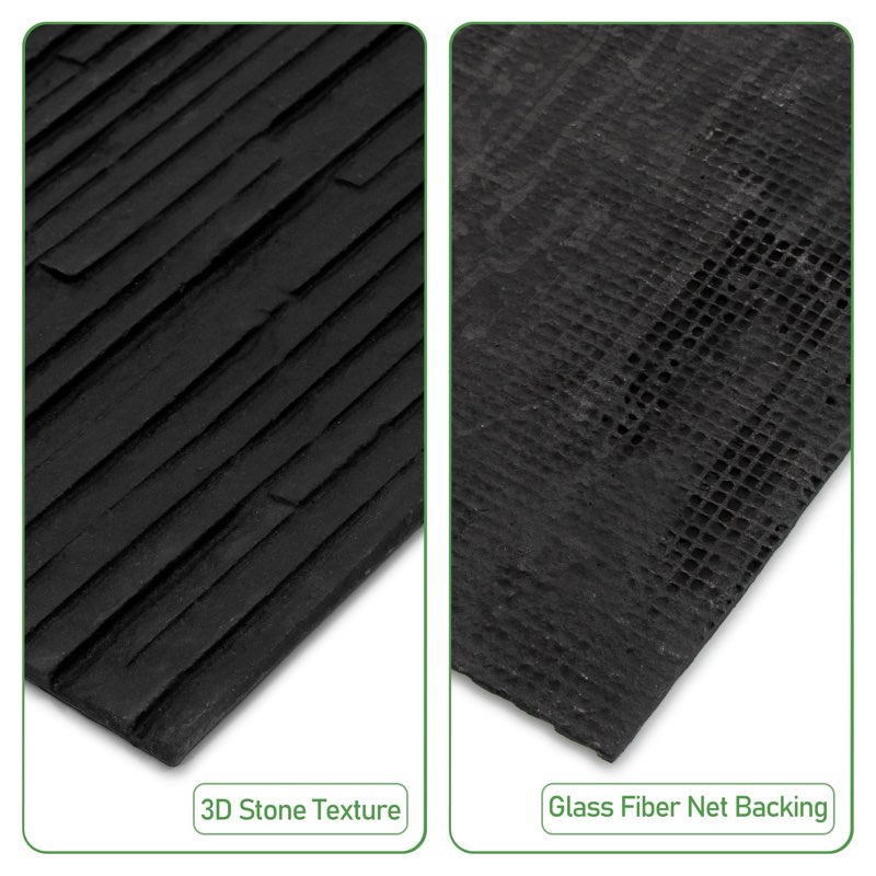 6-Pack Natural Clay Stone Mosaic Wall Tile, 11.4" x 22.8" Subway Black Textured Flexible Stone Decor