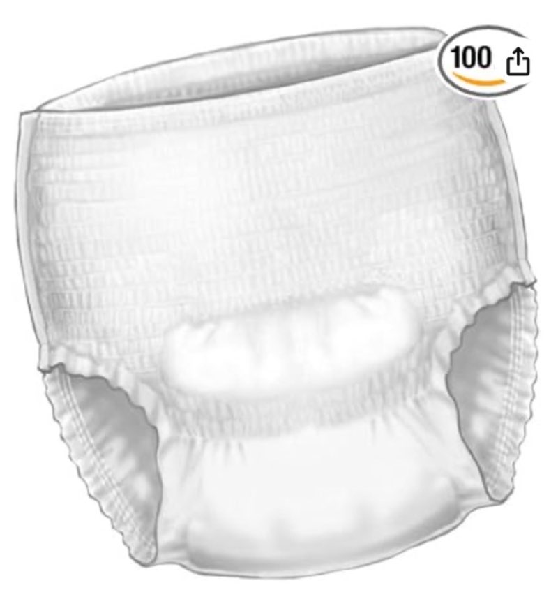 cardinal health™ protective underwear, sure care™ plus, heavy absorbency, size small/medium, pull-on adult disposable underwear with tear-away seams, cloth-like & discreet – case of 80 small/medium case of 80