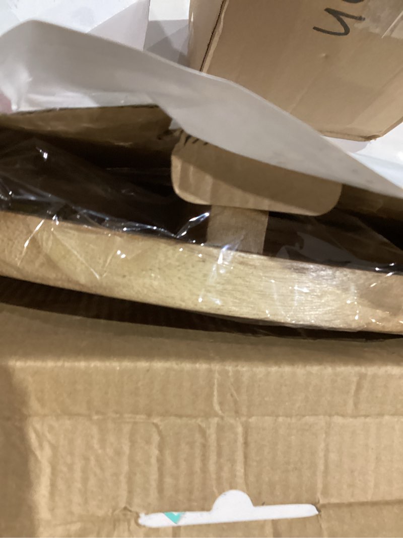 Condition photo showing New/Like New for Round Decorative Tray Wood Bathroom Counter Organizer Farmhouse Kitchen Decor Wooden Riser for Soap Dish, Perfume, Candle, Sponge, 12" - Brown Brown 12"