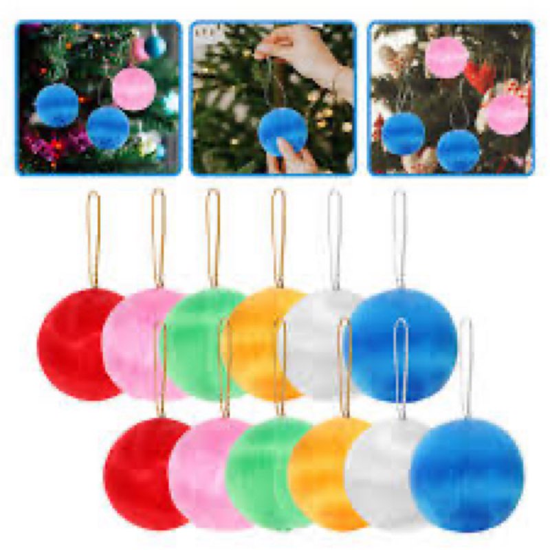 Syhood 24 Pcs Christmas Satin Balls Christmas Silk Ball Ornaments Satin Silk Xmas Tree Hanging for X