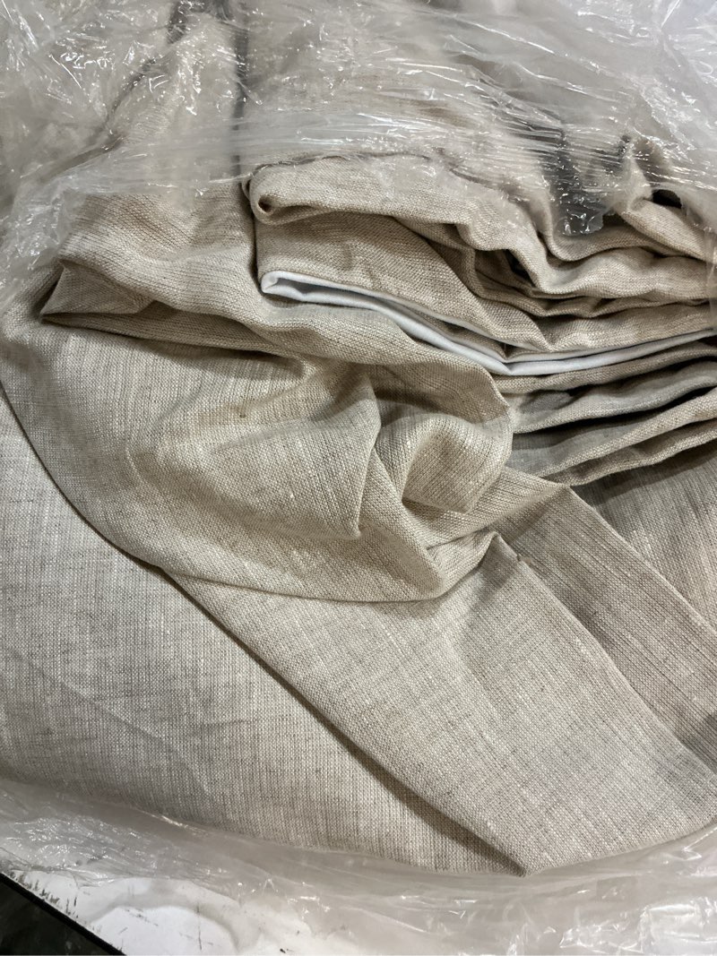 Condition photo showing As Is for european linen true blackout curtain - single panel, 48x108, flax