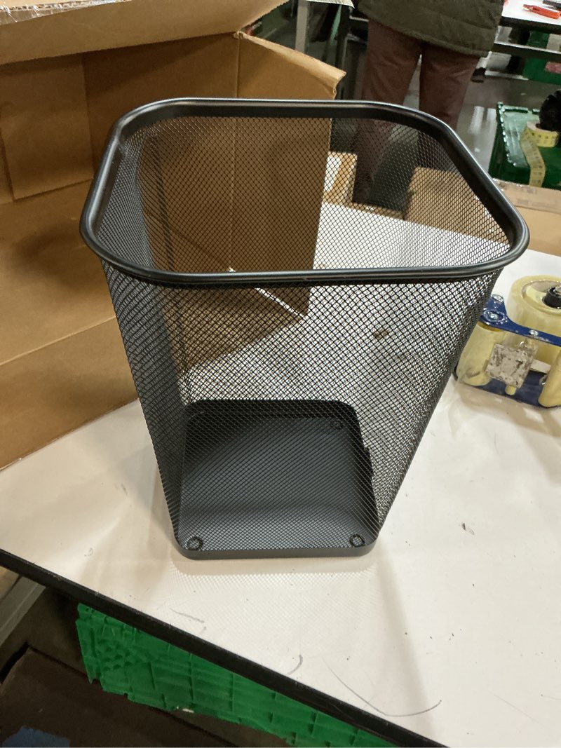Condition photo showing Good Condition for Mind Reader Mesh Trash Can, Waste Paper Basket, Square, Office, Metal Mesh, 9.75"L x 9.75"W x 12.25"H, Set of 2, Black