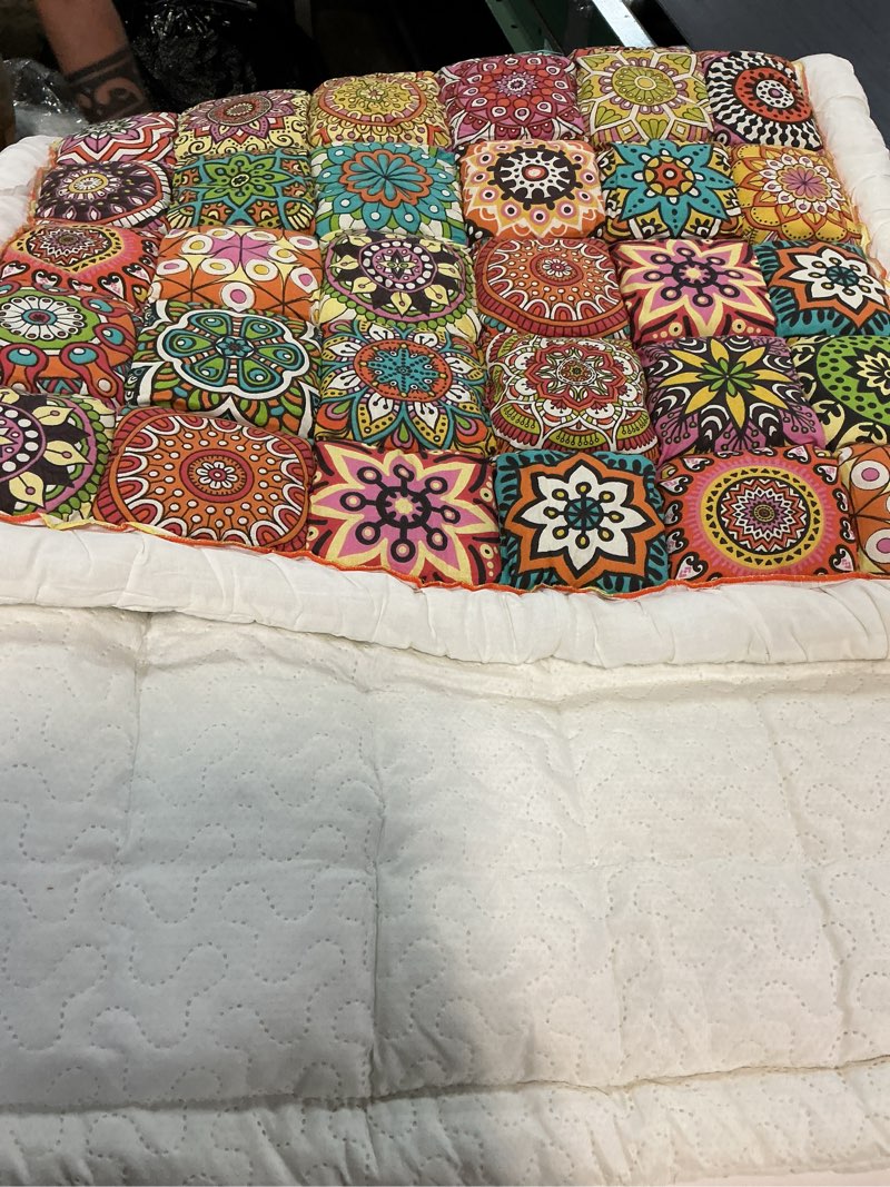 Condition photo showing Good Condition for funny couch cover magic sofa cover garden cotton protective couch cover plaid cream-coloured large plaid square pet mat bed couch cover (bohemia orange,50x50 cm/19.7x19.67 in)