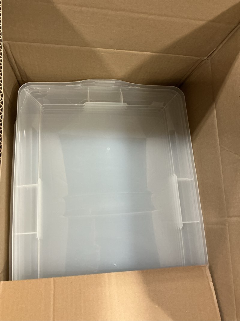 Condition photo showing Good Condition for iris usa 4-pack storage bins with lids, 58 quart, clear stackable containers box organize shoes closet shelves clothes blankets towels - bpa-free plastic