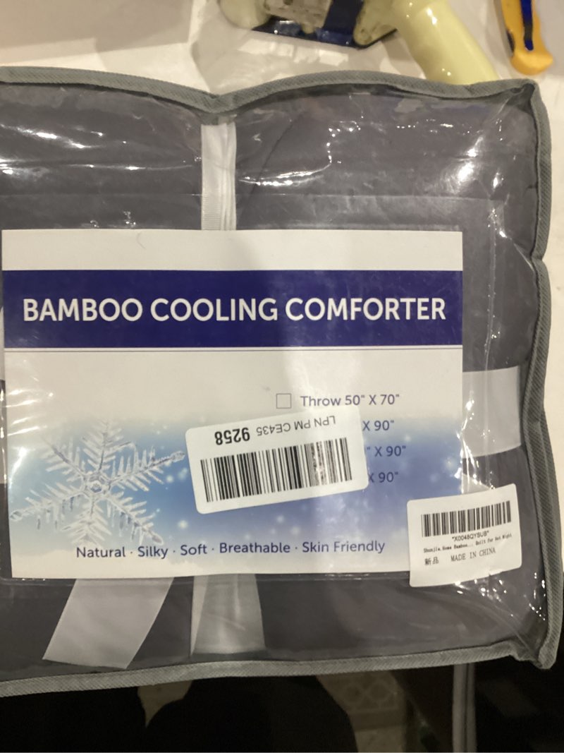 Condition photo showing New/Like New for Bamboo Viscose All Season Comforter/Blanket - Ultra Soft & Breathable Comfort - Perfect Medium Weight for Snuggling Without Overheating - Enjoy Cozy Sleep All Night Twin-68"×90" Dark Grey