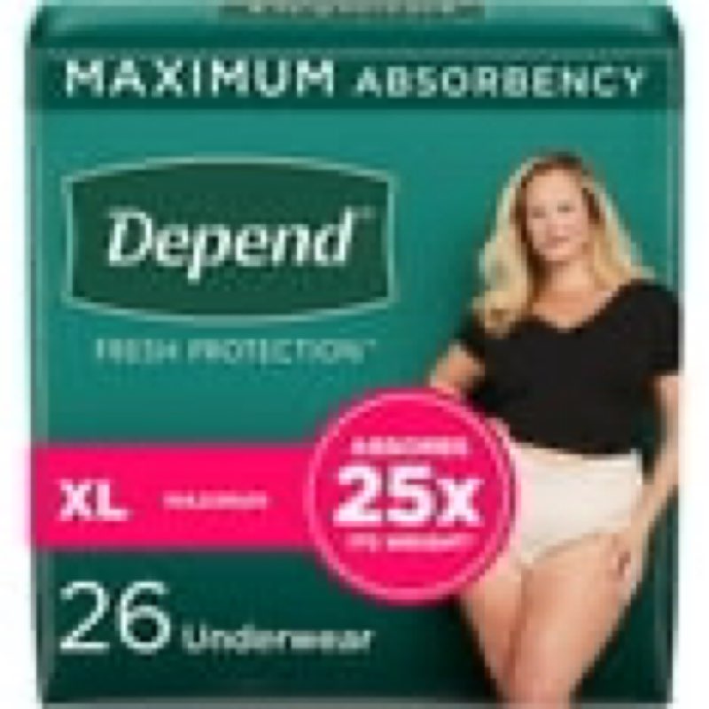 depend fit-flex adult incontinence underwear for women, disposable, maximum absorbency, extra-large, blush, 68 count