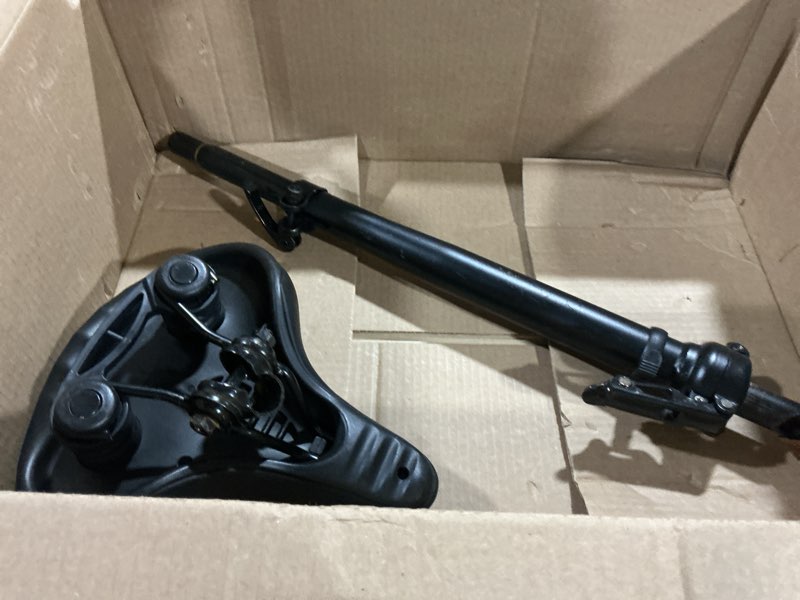 Condition photo showing As Is for Adjustable Electric Scooter Seat for Adults – Fits 5.5"-6.2" Wide Curved-Edge Scooters, Ergonomic PU Cushion, Sturdy Aluminum Rod, Tool-Free Installation, Height Adjustable, Durable & Comfortable