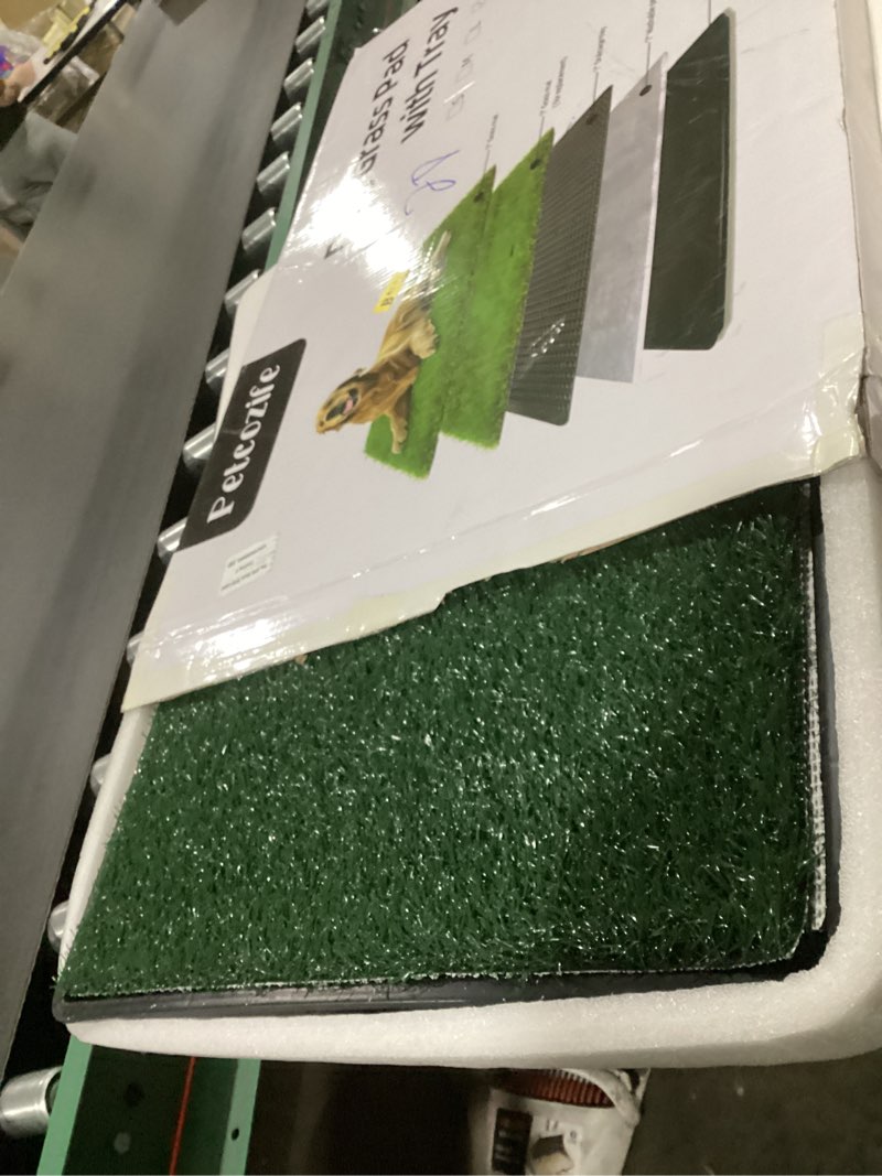 Condition photo showing As Is for Dog Grass Pad with Tray, 35"x23" Grass Pad for Dogs Potty with 2pcs Artificial Grass, Indoor Dog Litter Box for Balcony Apartment, Realistic, Washable, Less Odor X-Large