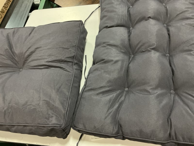 Condition photo showing As Is for yz home rocking chair cushion, set of thicken seat & back chair cushions with memory foam, non-slip chair pad with ties for for indoor&outdoor rocker, dark grey, 22x17x5/17x17x5 dark grey 22''x17''/17''x17''