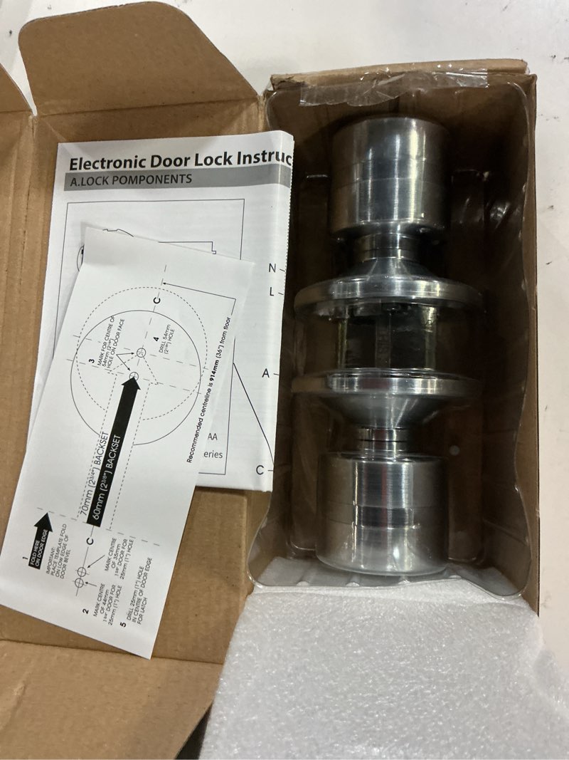 Condition photo showing New/Like New for signstek keyless entry door lock, door knob with keypad, smart code door lock, mute mode, passage function, easy to install, satin nickel