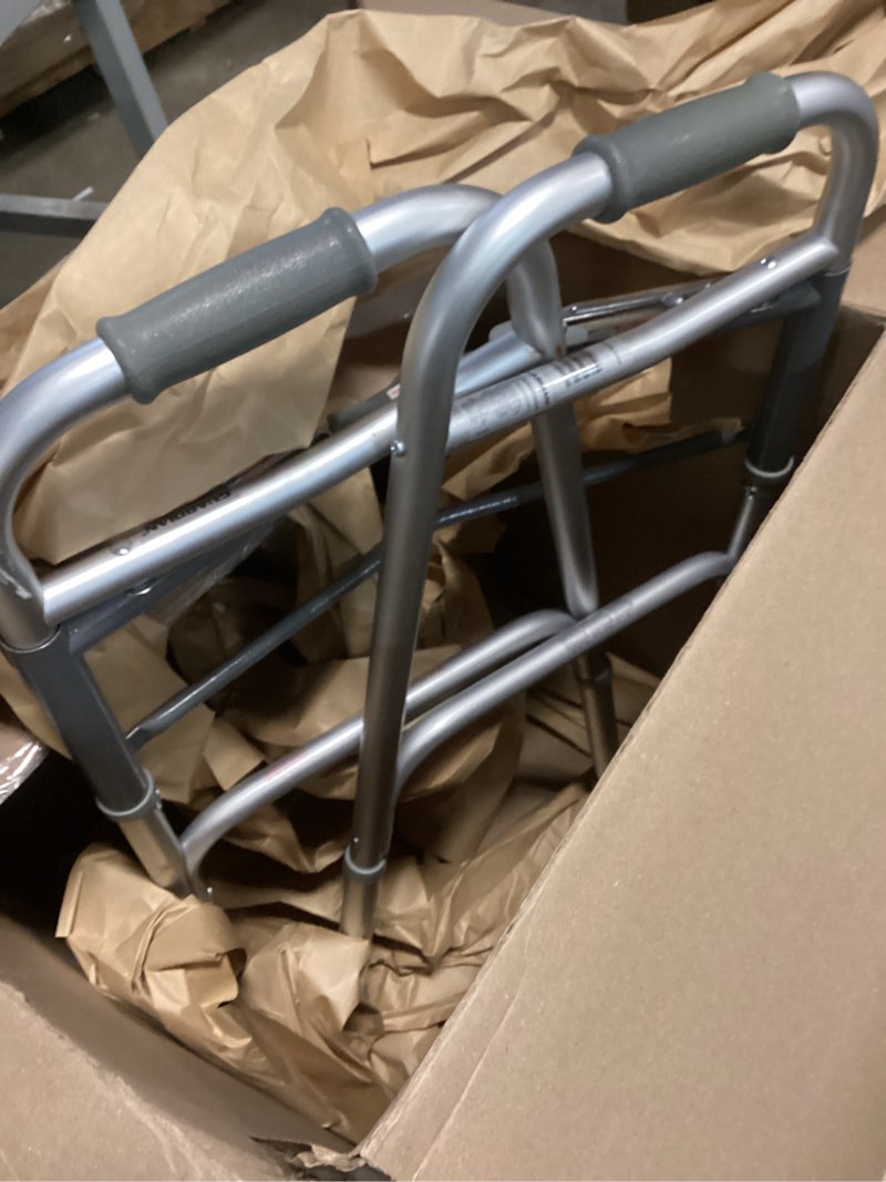 Condition photo showing As Is for Medline Lightweight Folding Walker with 5” Wheels  Aluminum Frame Supports up to 300 lbs.