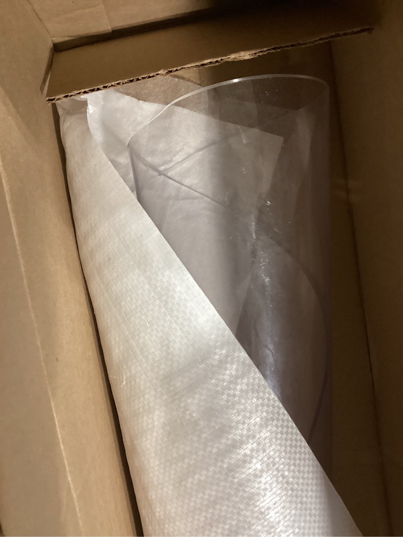 Condition photo showing Good Condition for necaux 24 inch round clear table cover protector, 2mm thick upgraded version, unshrinkable waterproof scratch resistant plastic table top protector circle table pad for coffee table living room table 24" x 24" clear 2mm