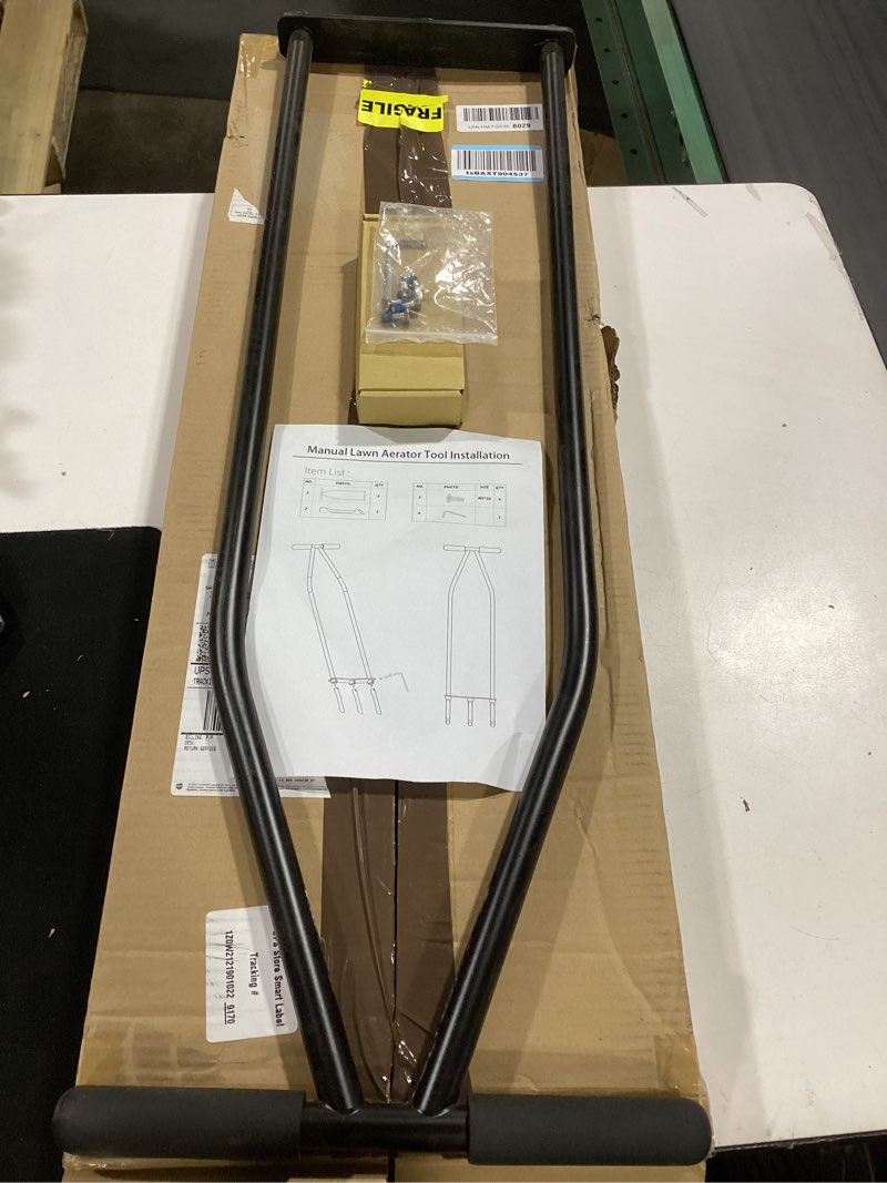 Condition photo showing Good Condition for lawn aerator tool, core aerator lawn tool with alloy steel material, sturdy grass aerator for lawn health soil yard aerator 3 prongs core aerator