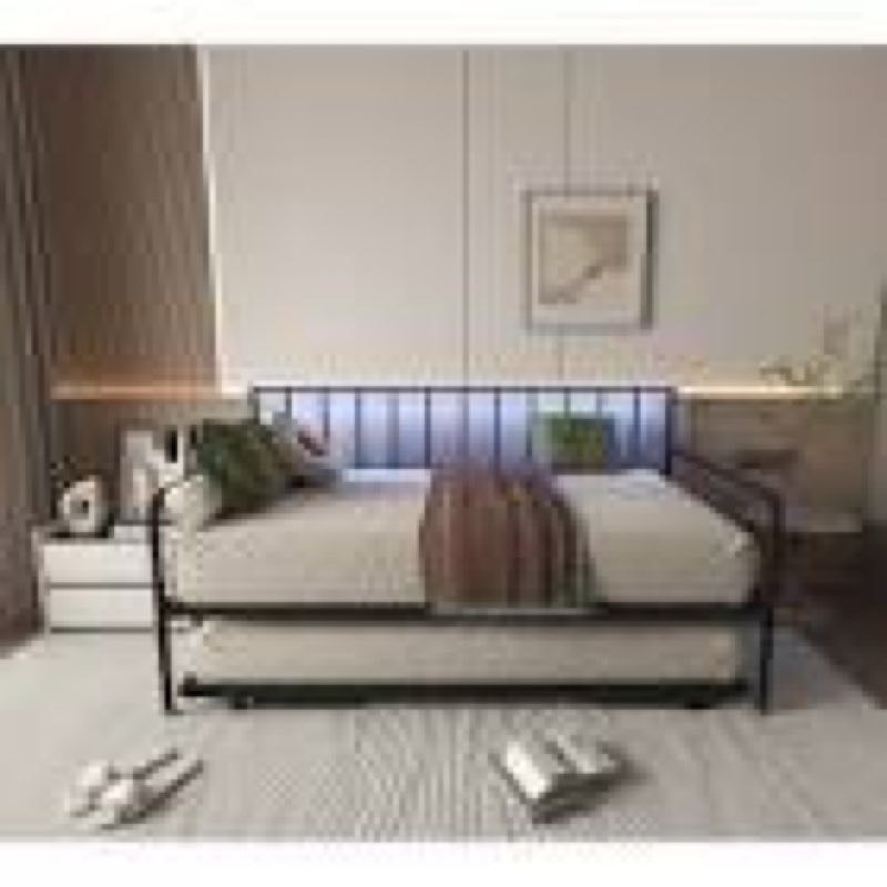 Twin Daybed with RGB LED Lights & Charging Station