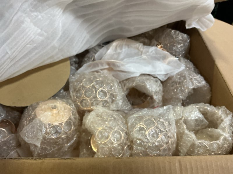 Condition photo showing Good Condition for 4 Packs 5 Arms Crystal Candelabra for Wedding Centerpiece, Gold Floor Candle Holder Set with Chandelier Crystal Beaded Anniversary Dinner Party Table Decor candelabros de mesa Elegantes Palace Themed 29"Tall Gold 4