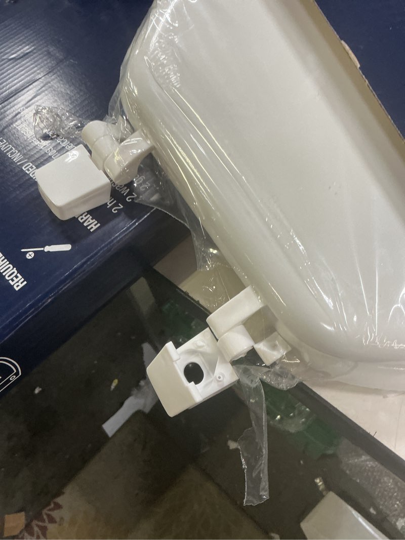 Condition photo showing As Is for Project Source Wood White Round Toilet Seat