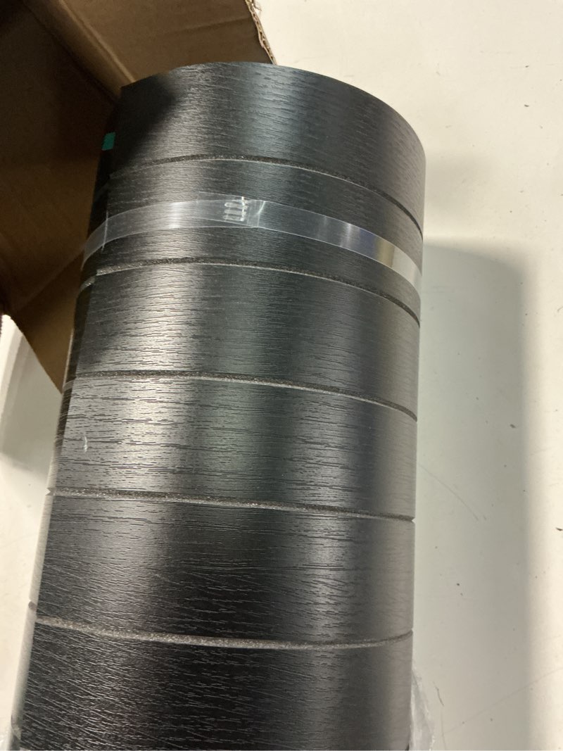 Condition photo showing Good Condition for yu li 3dh peel and stick pvc slat wall panel 236"x15.75" self-adhesive thick faux black wood grain wallpaper panel 3d soundproof wall panels for walls & ceilings 15.8" x 236" black