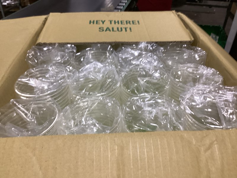 Condition photo showing New/Like New for eco products greenstripe clear compostable 16oz pla plastic cups, case of 1000, disposable renewable plant-based cold cups, for cold drinks & snacks, bpi certified, astm compliant.