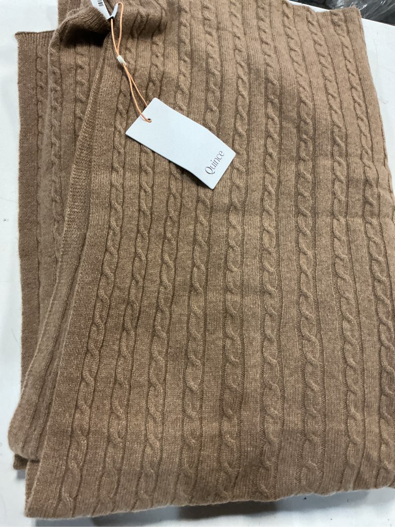 Condition photo showing Good Condition for quince cable knit cashmere throw, 50x70, teak