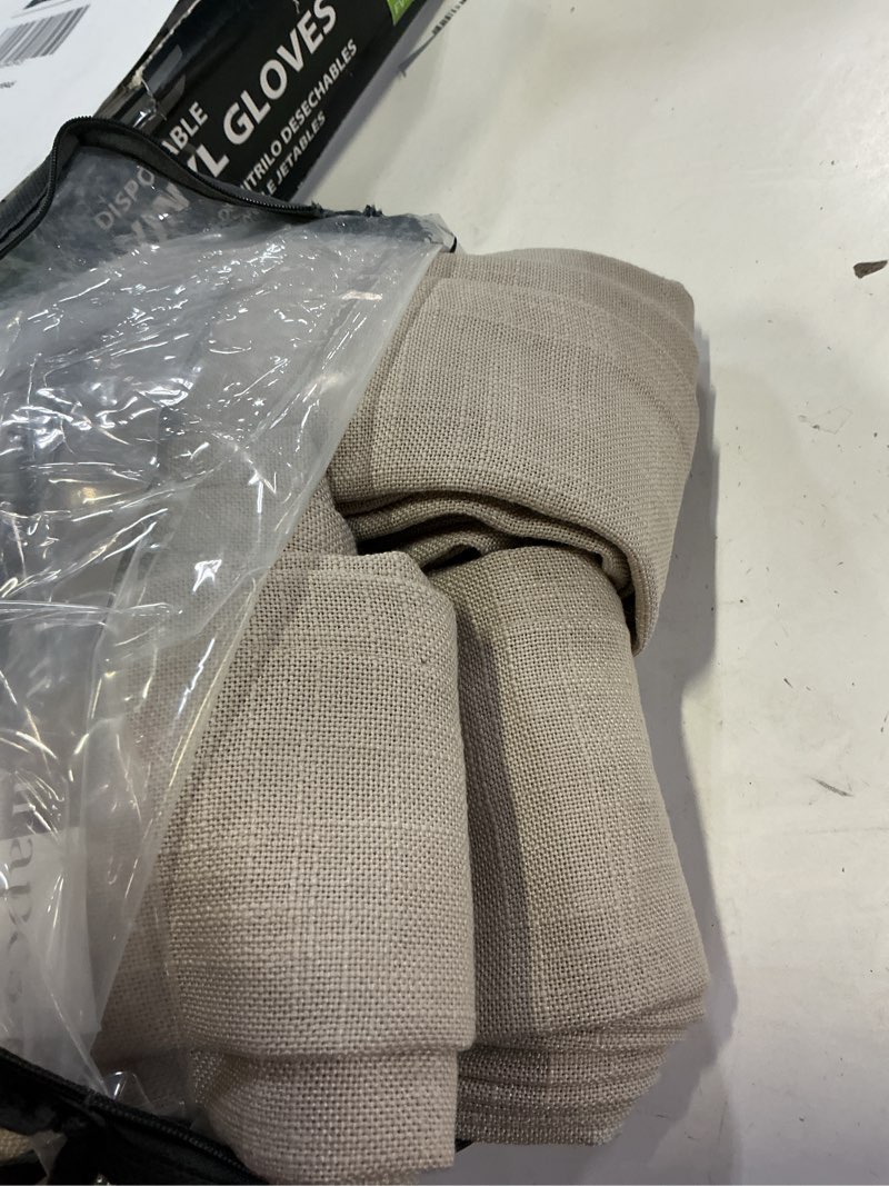 Condition photo showing Good Condition for burlywood birch pinch pleated thick linen curtains 108 inches long | 400gsm thick flax, double pleated drapes back tab, farmhouse, ceiling floor 108 inch window curtains for living room bedroom