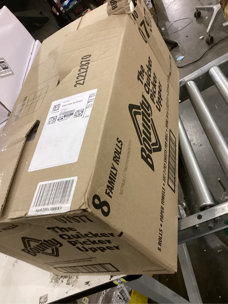 Condition photo showing New/Like New for Bounty Quick Size Paper Towels, White, 8 Family Rolls = 20 Regular Rolls (Packaging May Vary) 107 sheet (Pack of 8) White