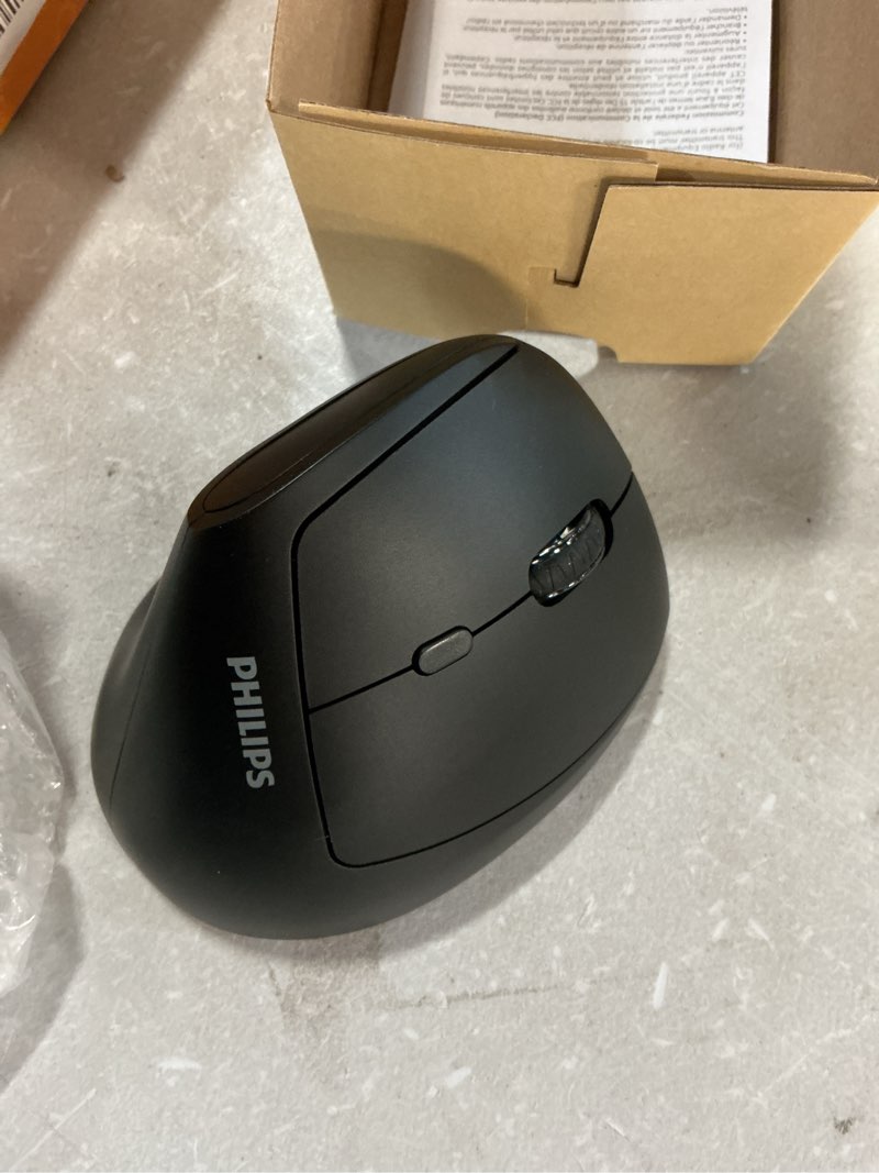 Condition photo showing Good Condition for philips spk7628 ergonomic mouse - vertical mouse with 800/1200/1600 adjustable dpi, 6 silent buttons design for s/m hands, auto power saving, light weight, 2.4ghz wireless mouse for laptop, desktop,pc black