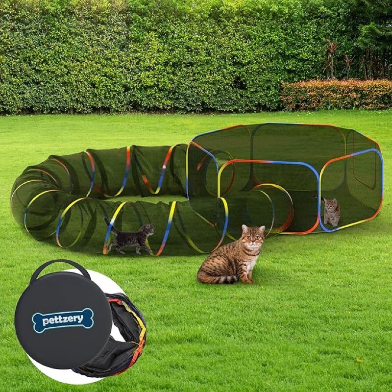 outdoor cat enclosure - portable catio outdoor cat tent - cage free outside cat playpen pet enclosure - enclosed cat run - cat tunnel outdoor cat tunnels for indoor cats & small animals