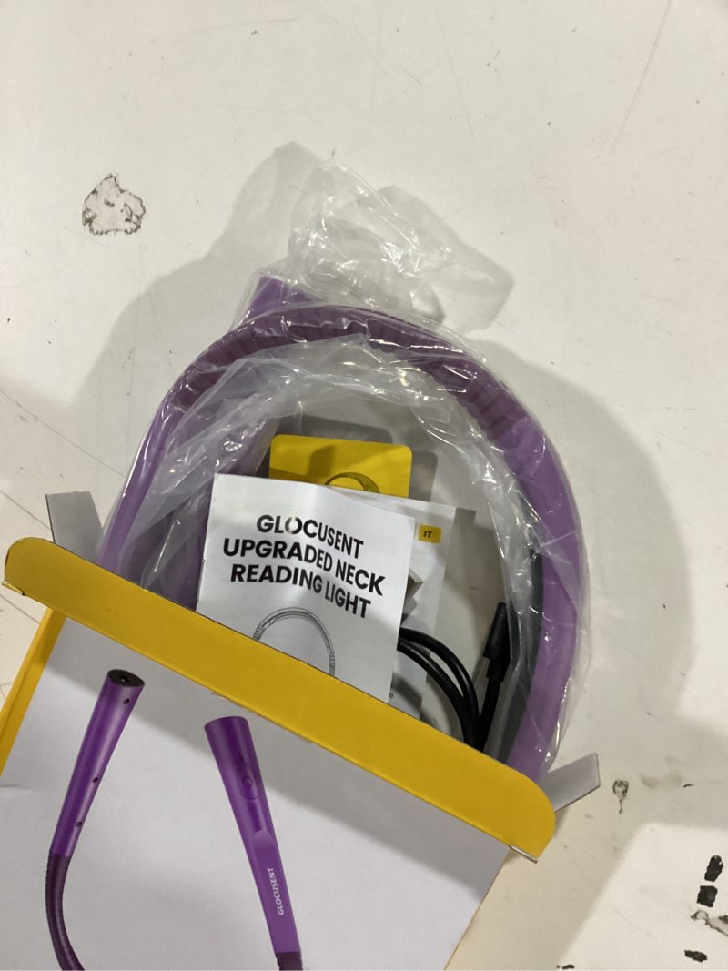 Condition photo showing Good Condition for Glocusent Upgraded LED Neck Reading Light, Book Light for Reading in Bed, 30-min Timer, 3 Colors & 3 Brightness Adjustable, Rechargeable & Long Lasting, Perfect for Reading, Knitting Slim-Medium Purple