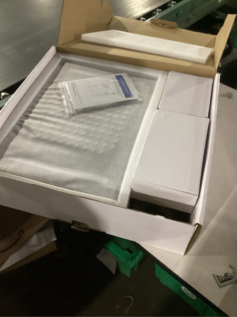 Condition photo showing New/Like New for ENGA Dual Rain Shower Head System, 2 In 1 Functions Ceiling Mount 14x20inch LED Shower Head with 6 Inch Shower Head, Rainfall Waterfall Shower Faucet Set, Matte Black 20" Led Shower Head - 6" wall head Matte Black