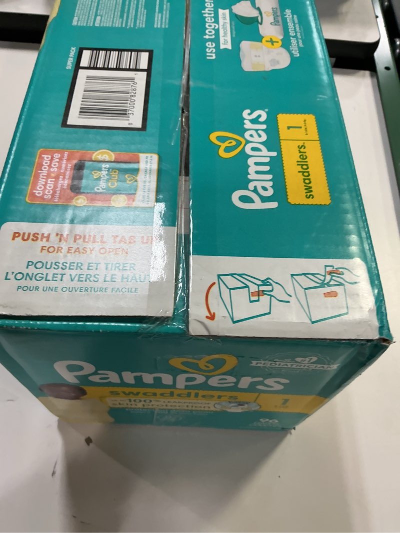 Condition photo showing New/Like New for Pampers Swaddlers Diapers, Size 1 (8-14 lbs), 96 Count, Absorbent, Keeps Baby Dry and Comfortable, Skin Safe Disposable Baby Diaper (Packaging May Vary)
