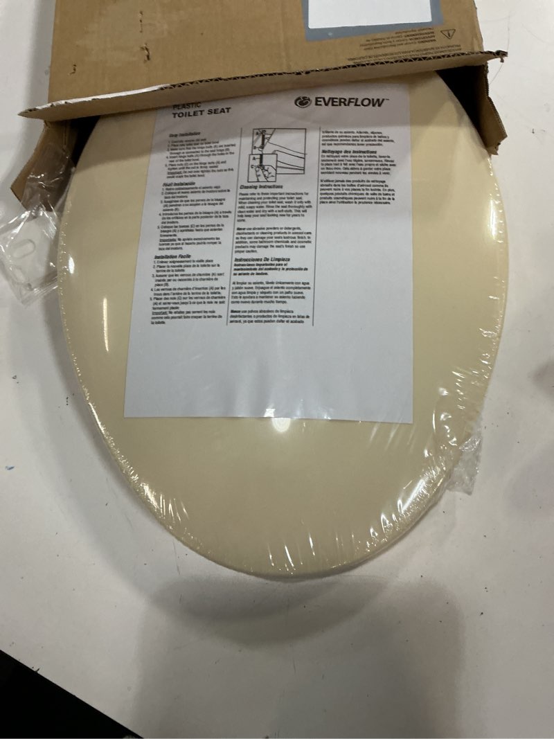 Condition photo showing New/Like New for highcraft premium elongated toilet seat with adjustable hinges - molded plastic toilet seat - fits standard elongated toilets - oval seat in bone/beige elongated bone