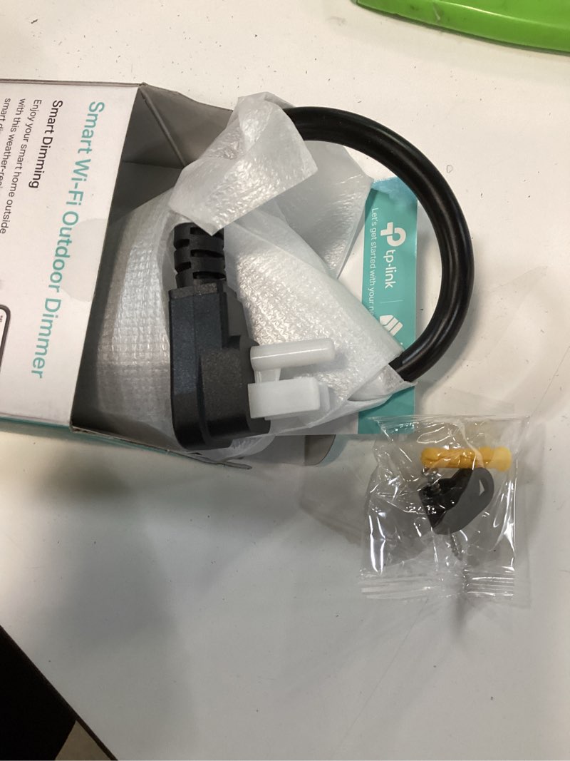 Condition photo showing New/Like New for kasa outdoor smart dimmer plug, ip64 plug- in dimmer for outdoor string lights, compatible with alexa, google assistant & smartthings, long wi-fi range 2.4ghz, no hub required, etl certified(kp405) dimmer 1-socket