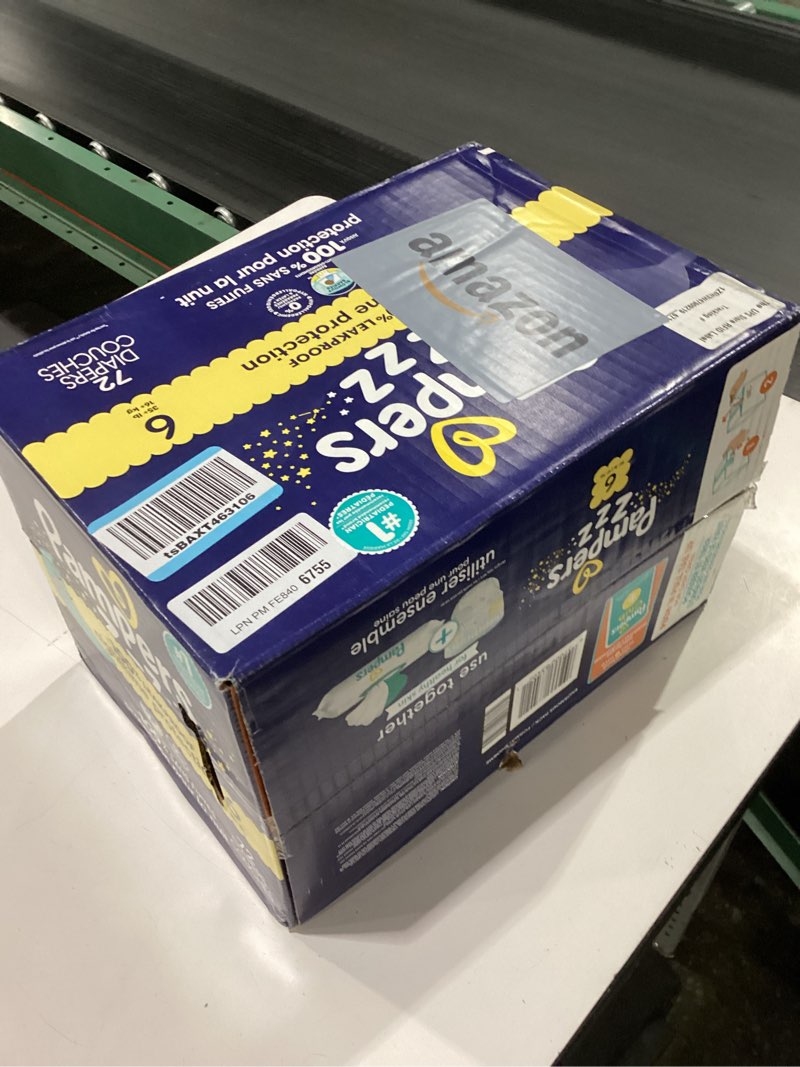 Condition photo showing New/Like New for Pampers ZZZ Overnight Diapers, Size 6 (35+ lbs), 72 Count, Nighttime Protection Disposable Baby Diaper, Night Time Leak and Skin Protection