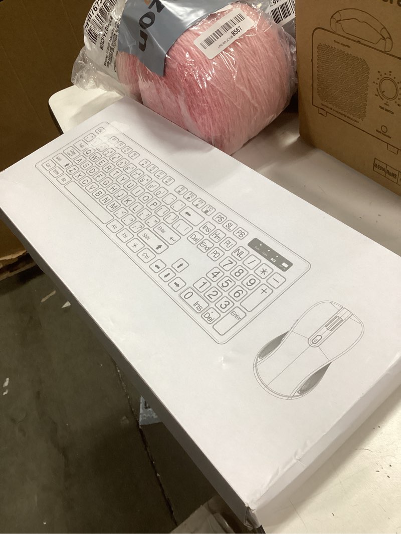 Condition photo showing New/Like New for Large Print Wireless Keyboard and Mouse - 7 Colors Backlit Keyboard, Oversize Letters Keys Easy to See and Type, Rechargeable Keyboard and Mouse with Light Up Key, Compatible for PC, Windows, Gaming