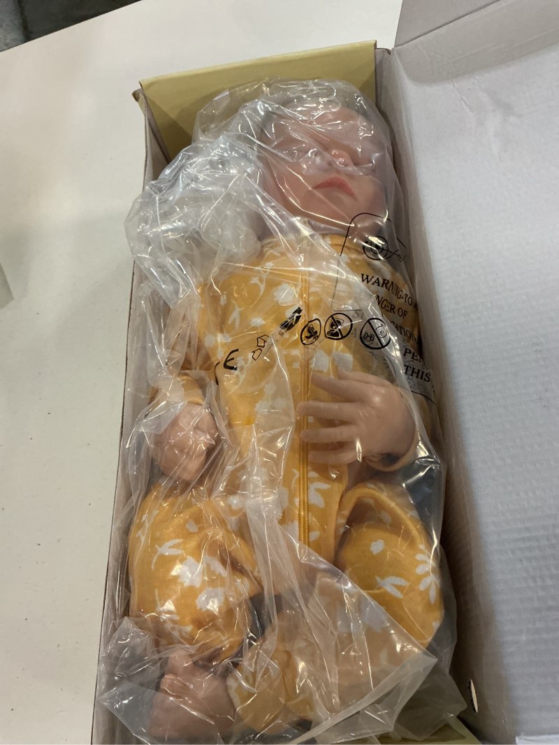 Condition photo showing New/Like New for adfo 20 inch reborn baby dolls girl, full vinyl realistic newborn | washable, poseable full vinyl body with hand-painted hair, lashes and newborn skin details, gift for kids ages 3+