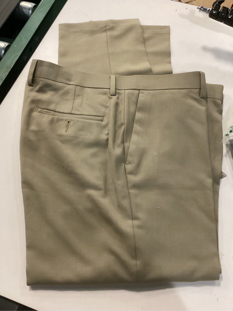 Condition photo showing Good Condition for Haggar Men’s Premium Comfort Slim Fit Dress Pant 36W x 29L Medium Khaki