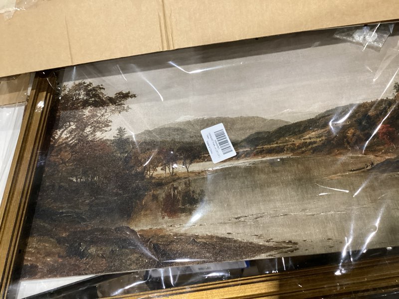 KBKBART Framed Vintage Wall Art for Living Room, Retro Watercolor Autumn Landscape Oil Painting, Rus