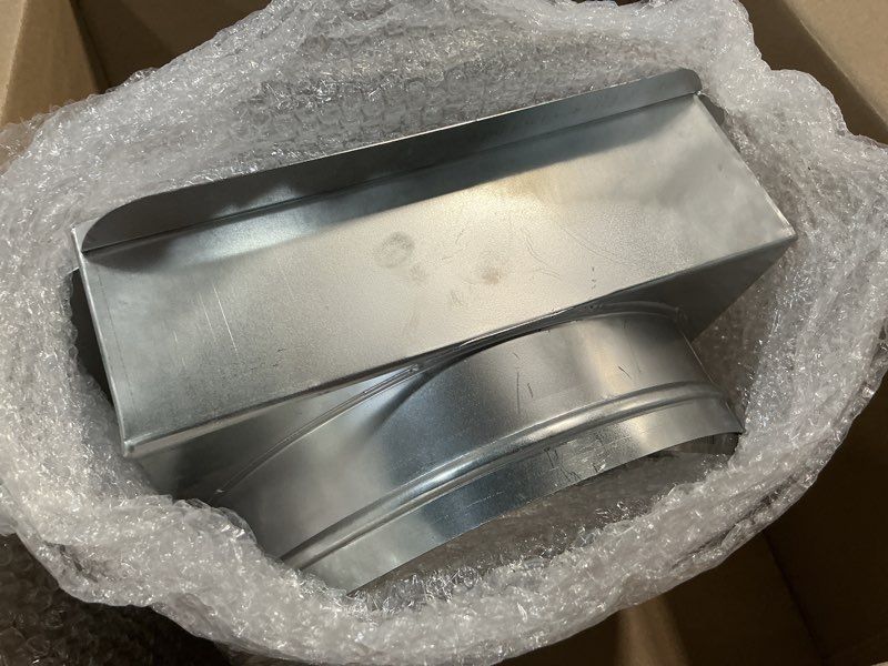 Condition photo showing Good Condition for 12" x 12" ceiling box hvac ceiling register box, w/ 12" round collar, 22# galvanized steel vent boxes for connects register vent and diffuser hvac, includes 2 hose clamps