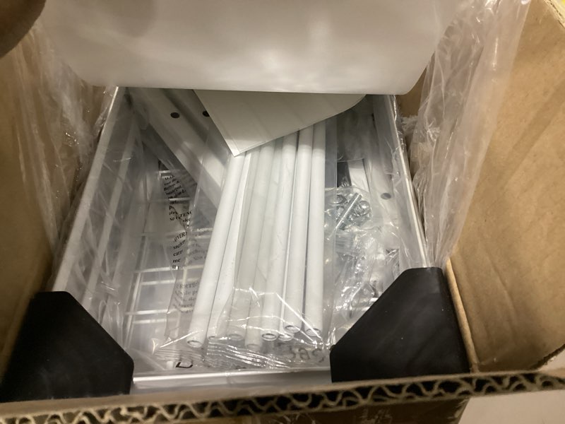 Condition photo showing New/Like New for Under Sink Organizer, 2 Tier Under Sink Organizers and Storage, Adjustable Height, Slide out Metal Cabinet Organizers, Pull out Cabinet Storage Drawer Shelf for Kitchen Bathroom White 2Pack