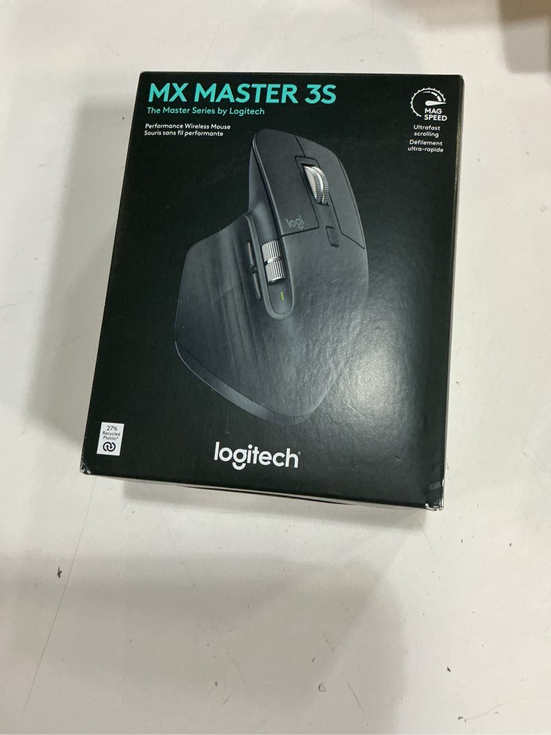 Condition photo showing New/Like New for Logitech MX Master 3S Wireless Mouse Standard Edition with Logi Bolt USB Receiver, Ultra-fast Scrolling, Ergo, 8K DPI, Track on Glass, Quiet Clicks, USB-C, Bluetooth, Windows, Linux, Chrome - Graphite Graphite Mouse w. USB Receiver