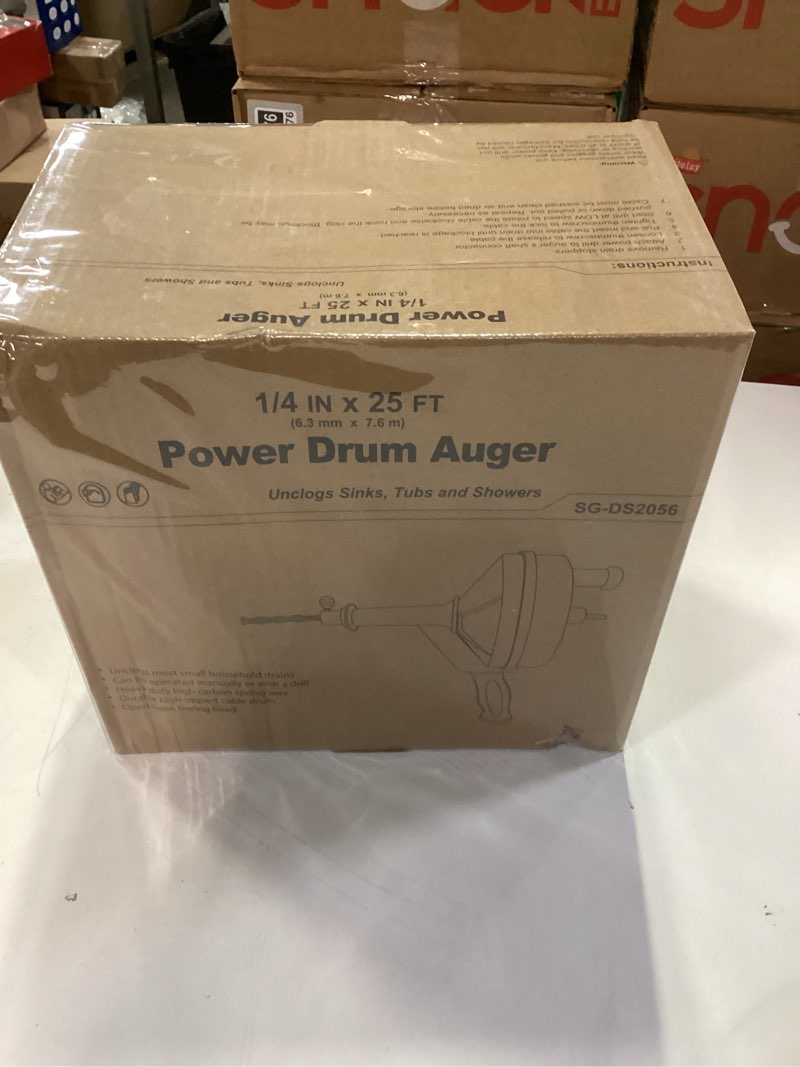 Condition photo showing New/Like New for Drain Auger, Clog Remover with Drill Adapter, 25 Feet Flexible Plumbing Snake Use Manually or Powered for Kitchen, Bathroom and Shower Sink, Comes with Gloves (orange)