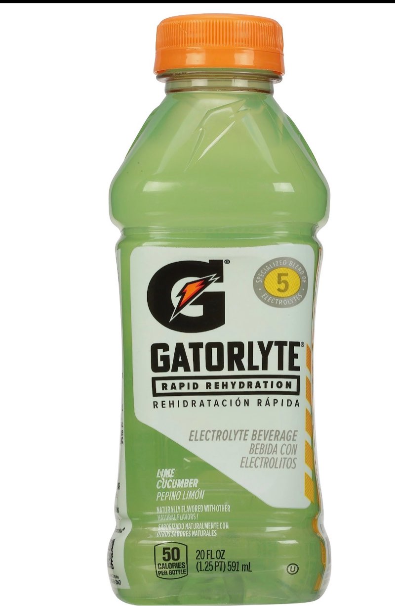 ((BB/Jun/09/2026))Gatorlyte Rapid Rehydration Electrolyte Beverage, Lime Cucumber, 20oz Bottle (Pack Of 12))