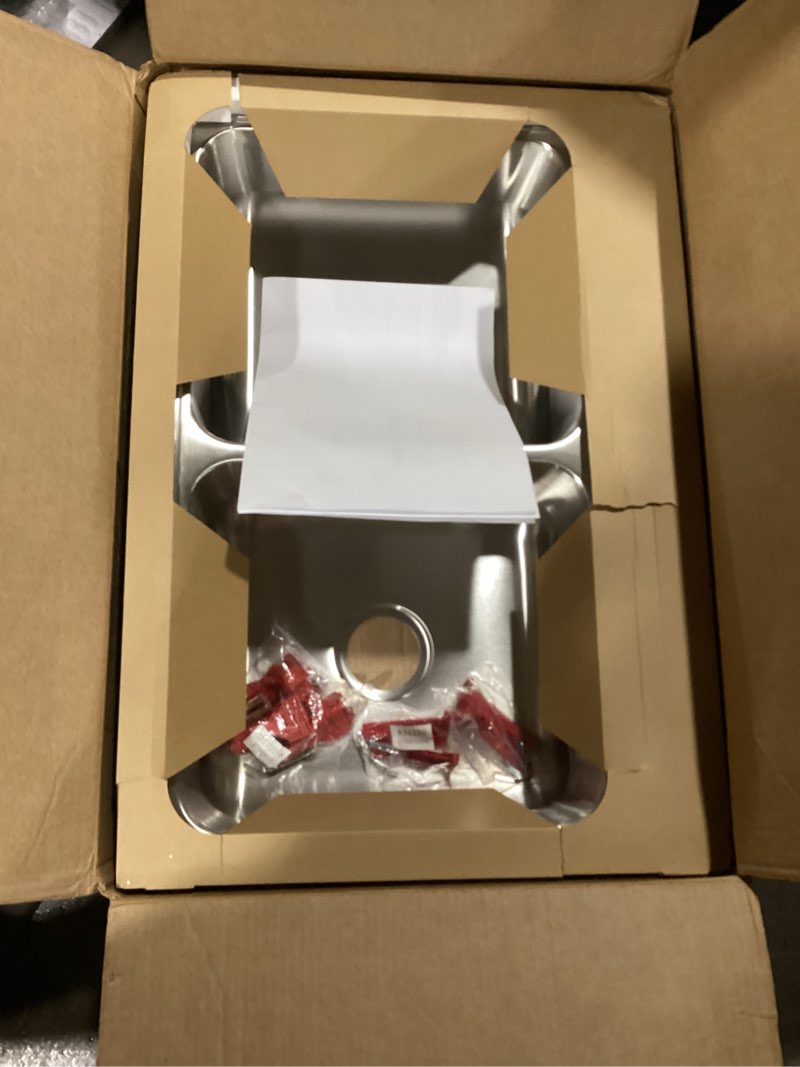 Condition photo showing New/Like New for KINDRED CDLA3322-7-1N Creemore 33-in LR x 22-in FB x 7-in DP Drop In Double Bowl 1-Hole Stainless Steel Kitchen Sink, 33" x 22"