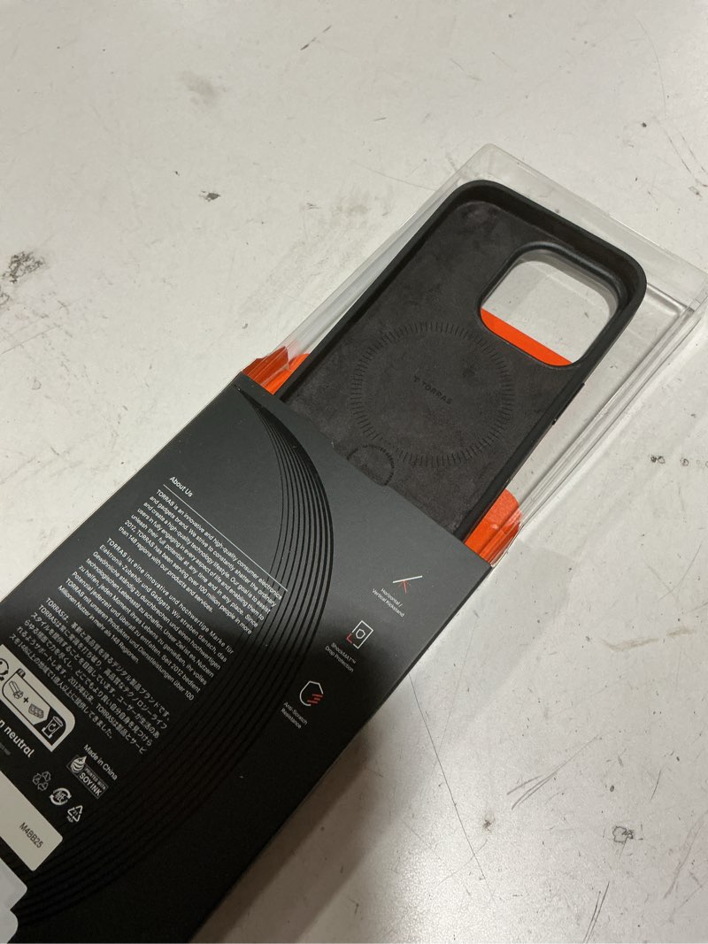 Condition photo showing As Is for torras liquid silicone for iphone 16 pro case with 360 spin magnetic ring stand with camera control, fit for magsafe, ostand q3 silicone non-slip protective case for iphone 16 pro, obsidian black black for iphone 16 pro