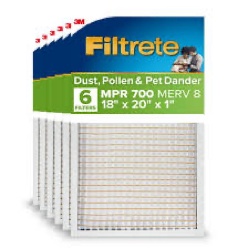 (pack of 4) filtrete 18x20x1 hvac furnace air filter, mpr 700 merv 8, dust, pollen, and pet dander reduction,