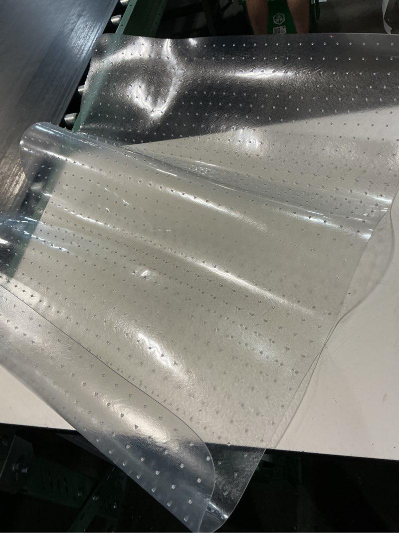 Condition photo showing As Is for ecotex® bioplus polycarbonate chair mat for low/medium pile carpets up to 1/2" thick - 35" x 47"