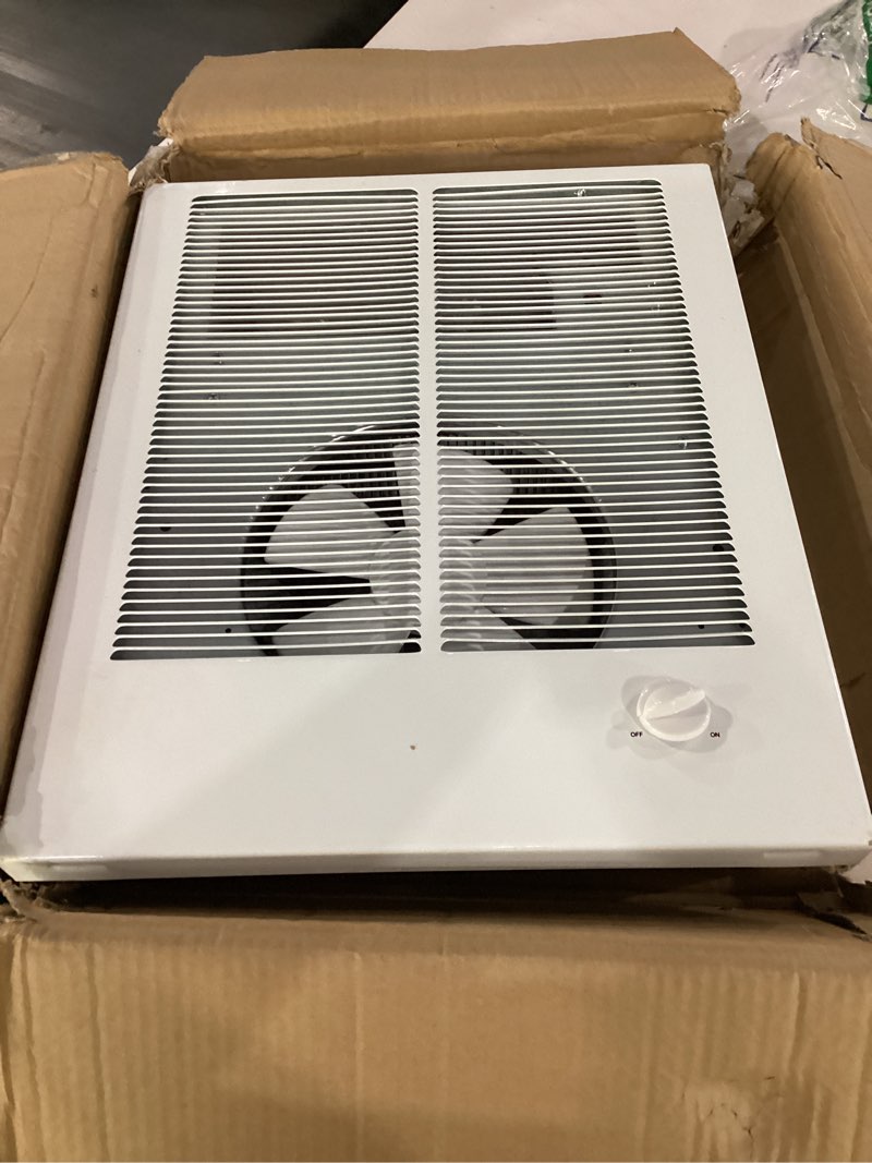 Condition photo showing As Is for broken on and off switch**** 198 high capacity wall heater, white painted grille,4000/2000 w at 240 v/120v with adjustable thermostat compatible with broan 198 wall heater for kitchens, living rooms, and entryways