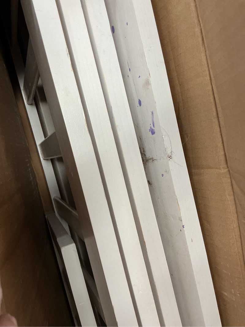 Condition photo showing As Is for Bellemave Twin Size Loft Bed with Ladder & Slide, Toddler Loftbeds with Safety Rails,Wood Twin Low Loft Bed with Storage Space for Kids Toddler (White) White Twin Loft with Ladder & Slide (incomplete 1 box only)